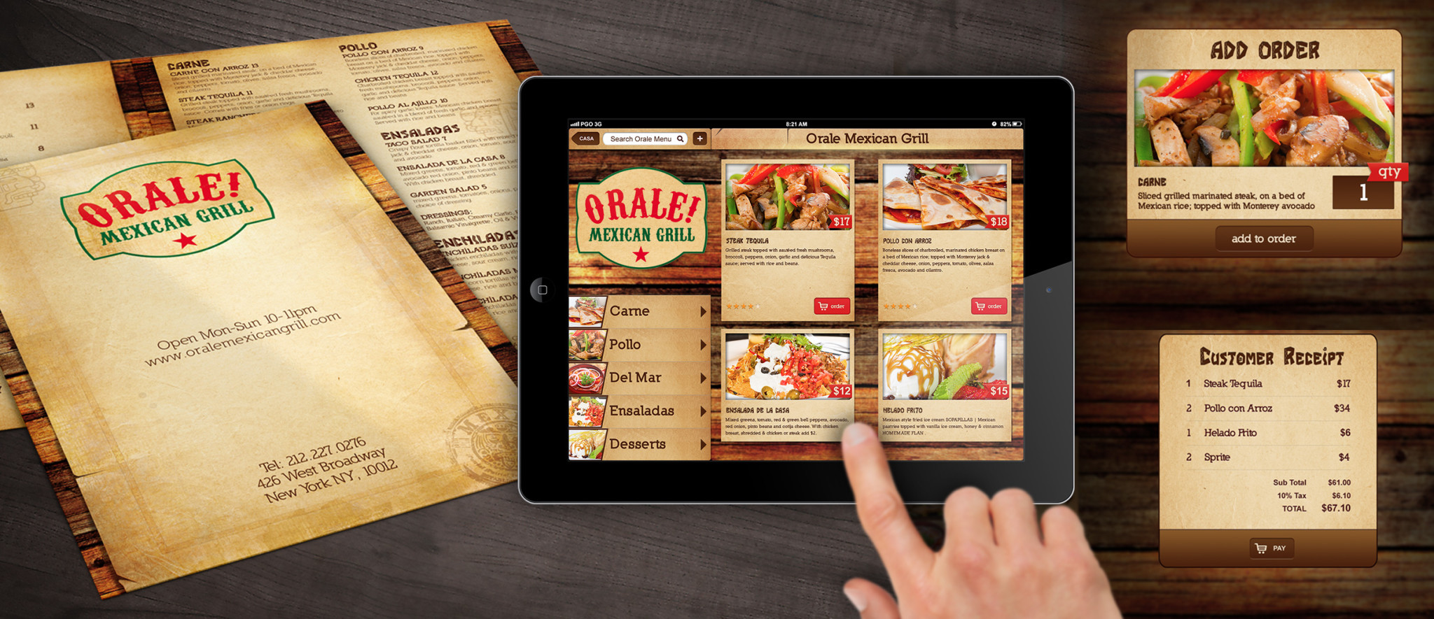 Orale Mexican Restaurant Branding and iPad design